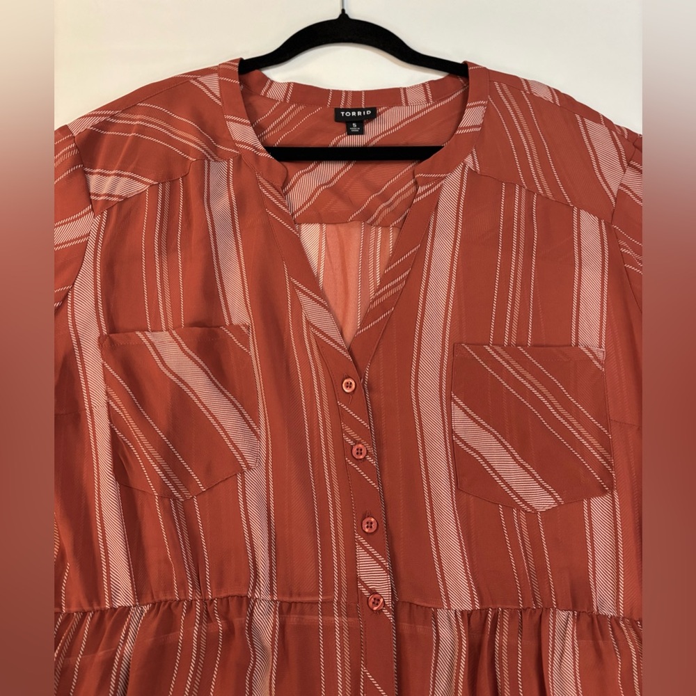 Torrid Emma Babydoll Tunic Top Orange Size 5x - Picture 10 of 11